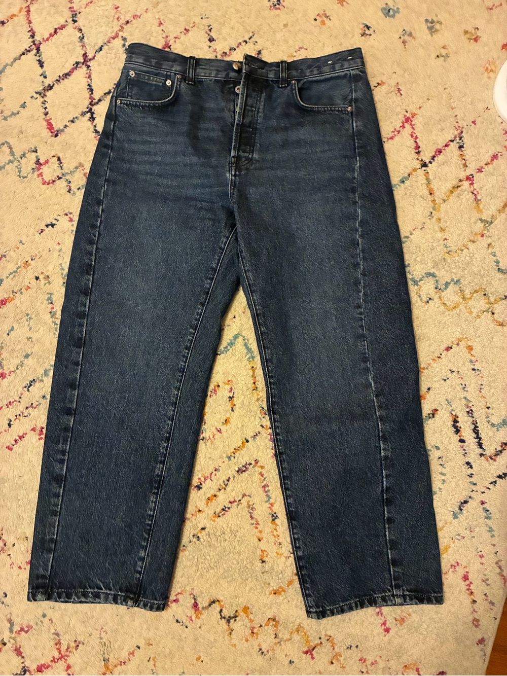 Pieced barrel jeans